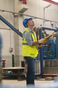 Crane operator focusing on his duty